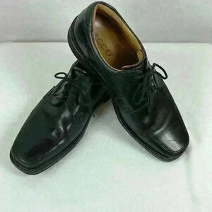 ECCO Seattle Men's Tie Dress Shoe Size 9.5-10 (EU 43) Genuine Leather Black